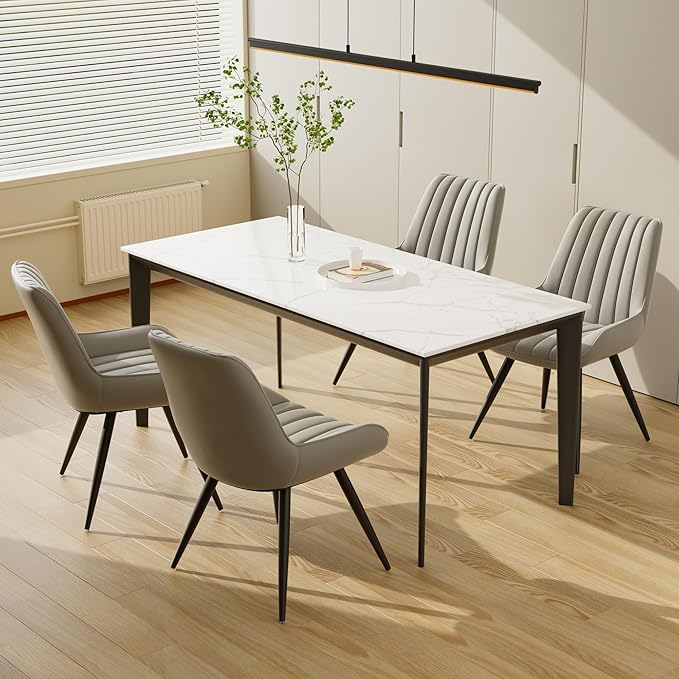 Mid Century Modern Dining Chairs Set of 4, Soft Cushion Upholstered Fabric, L...