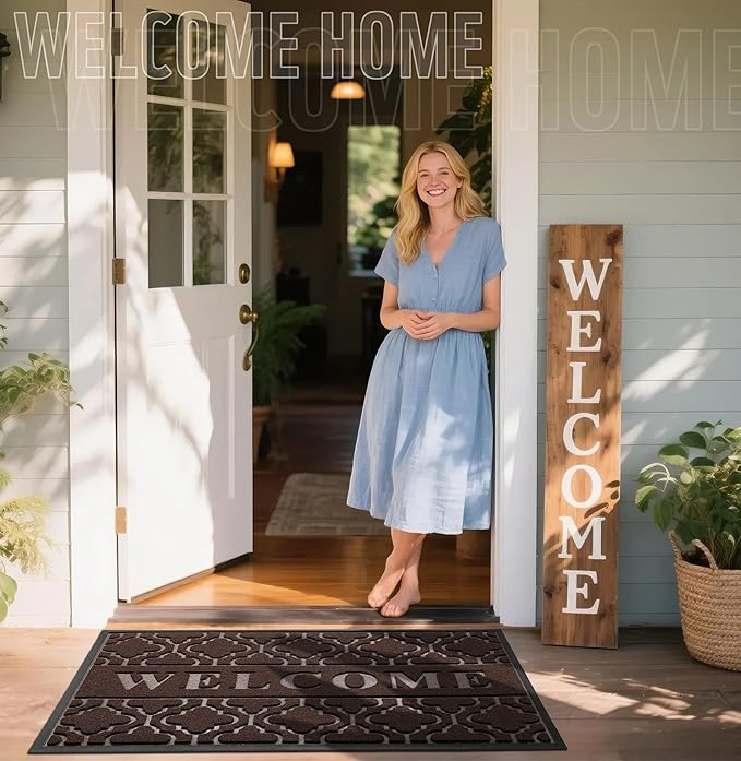 Yimobra Welcome Mat Outdoor Indoor, All-Season Waterproof Front Door Mat - Image 2
