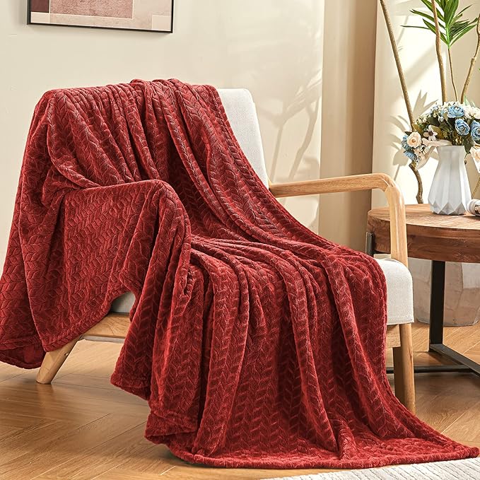 inhand Red Fleece Twin Blanket, Super Soft Flannel Cozy Blankets - Image 6