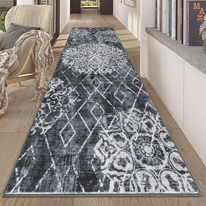 HEBE Hallway Runner Rug 2'8''x8' Washable Vintage Distressed Area Rugs Non Slip by HEBE