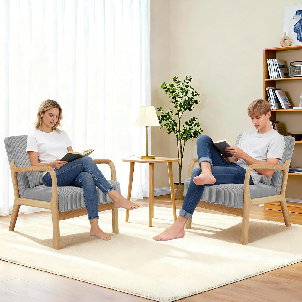 Youtanic Accent Chair Set of 2, Mid-Century Modern Armchair with Waist Cushio...