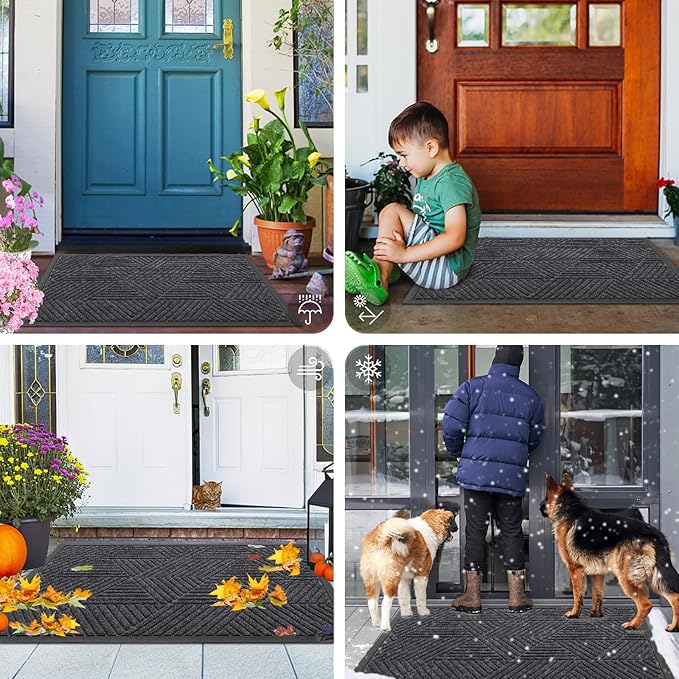 Smiry Front Door Mat Outside Entrance, Heavy Duty Sturdy Natural Rubber Doormat - Image 7