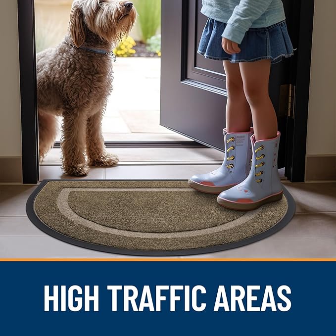 OLANLY Half Circle Door Mat Indoor Outdoor Entrance Welcome, Waterproof - Image 8