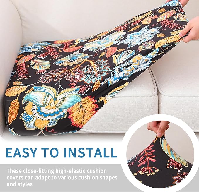 hyha Printed Couch Cushion Covers, Floral Sofa Covers Washable - Image 4