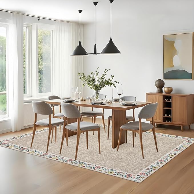 GarveeHome Washable Area Rugs for Bedroom 5x7 Living Room Modern Floral Throw - Image 2