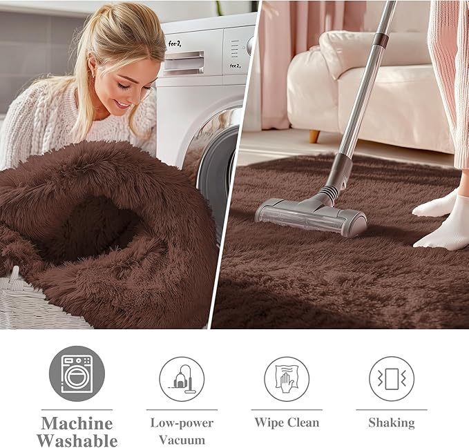OLANLY Coffee Round Rugs for Bedroom - Image 3