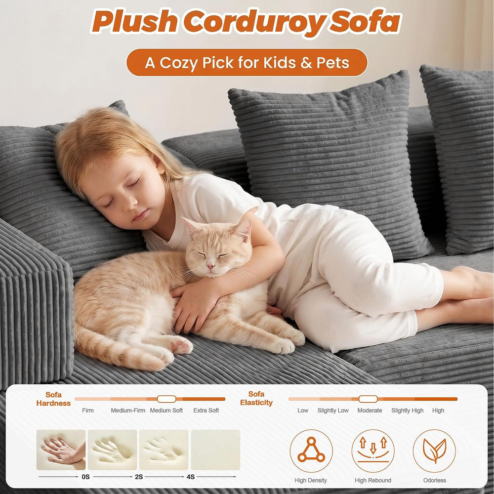 6-in-1 Tri-Folding Mattress | Cloud Boneless L-Shaped Modular Sectional Couch...