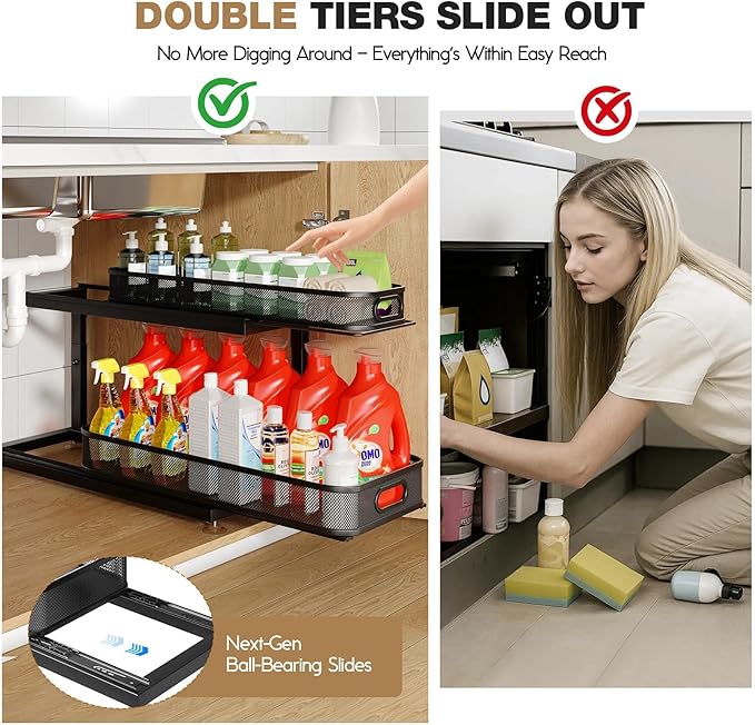 2-Pack 21.3 IN Depth Under Sink Organizer - Image 4