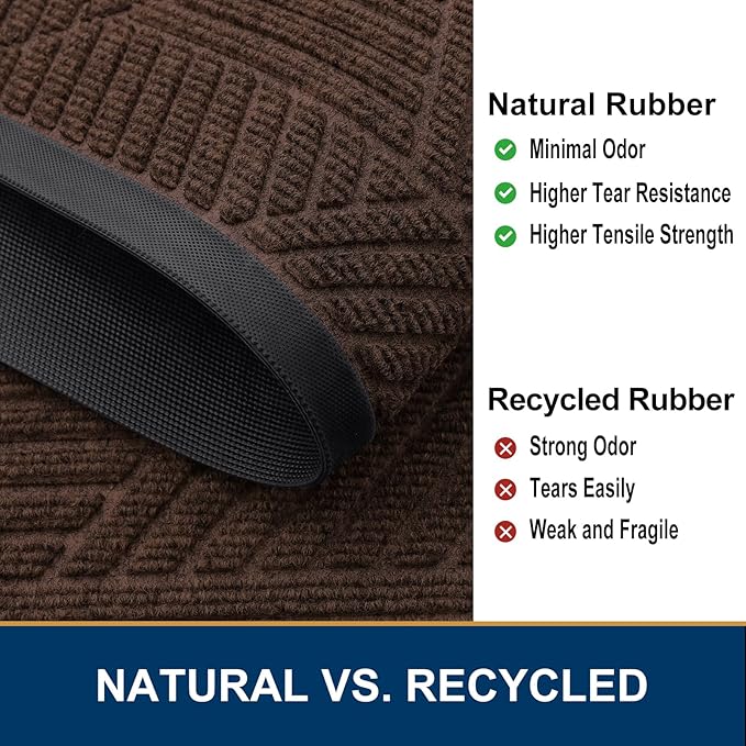 Smiry Front Door Mat Outside Entrance, Heavy Duty Sturdy Natural Rubber Doormat - Image 5