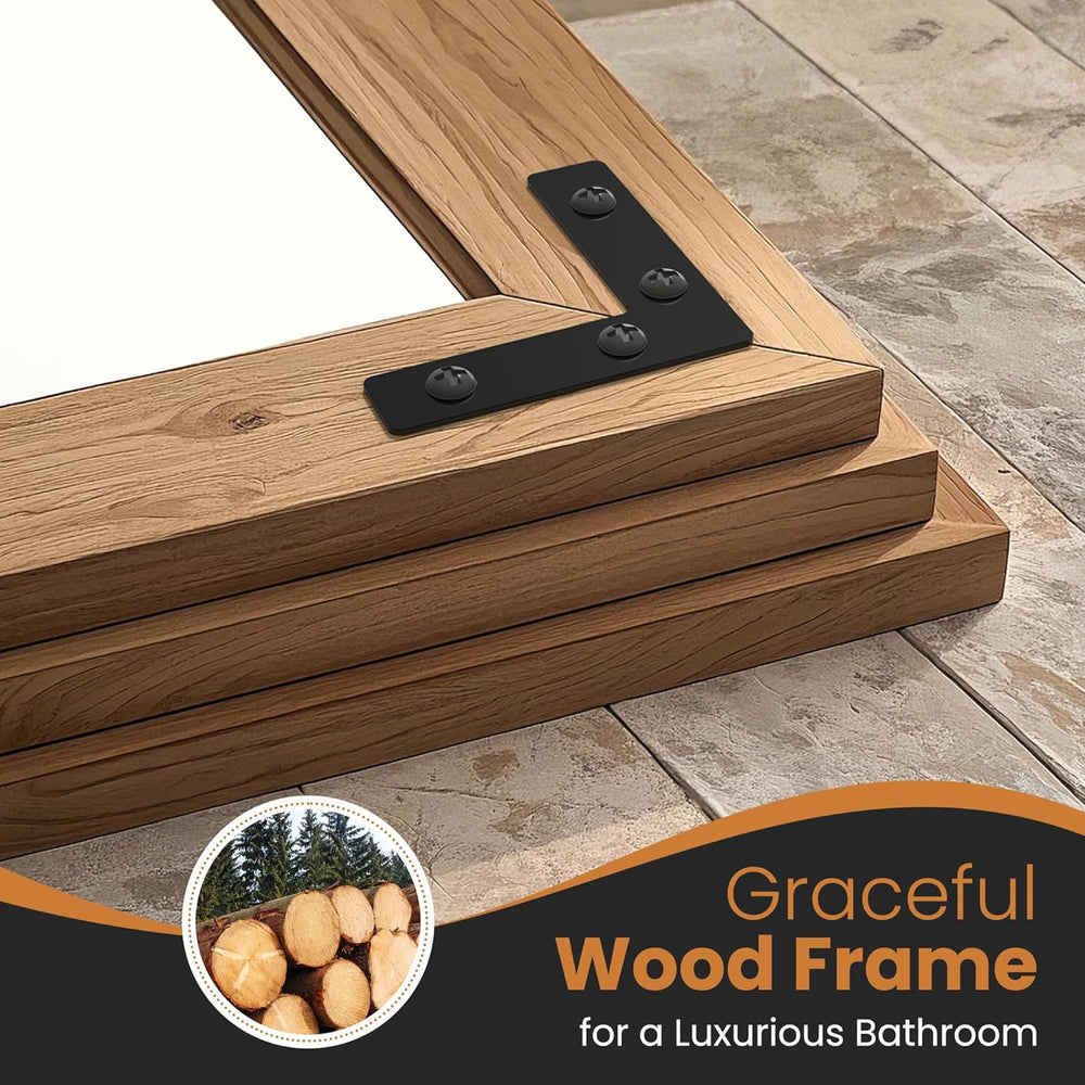Wood Framed Full Length Mirror for Wall, 56"X22" Floor Standing Bod...