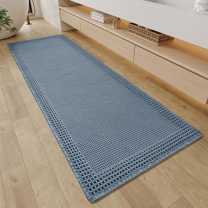 RESARE Waffle Bathroom Runner Rugs, Super Absorbent Bath Mat Non Slip Washable by Resare
