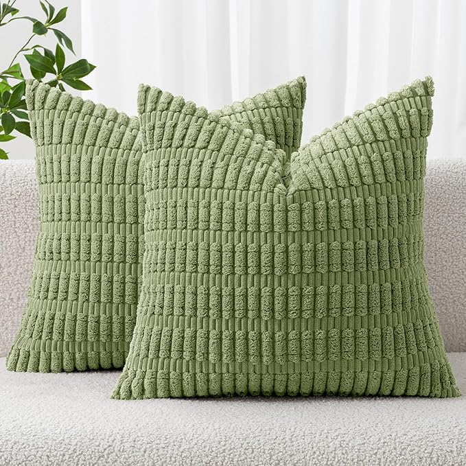 MIULEE Pack of 2 Spring Corduroy Decorative Throw Pillow Covers 16x16 Inch Soft by MIULEE