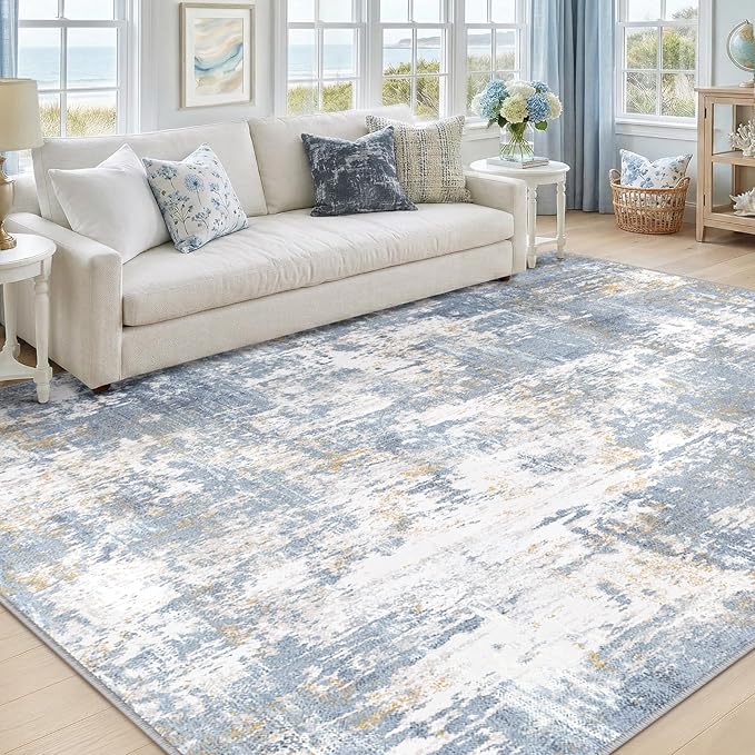 Washable Area Rugs 8'x10' Non-Slip Modern Abstract Soft by RELEANY
