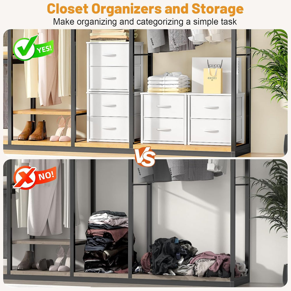 2-Pack Stackable Storage Drawers (4 Drawers Total), White Closet Organizer wi...