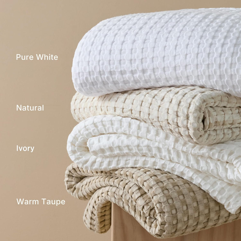 Bedsure Cooling Waffle Blanket for Hot Sleeper, Warm Taupe, King 104" X ...