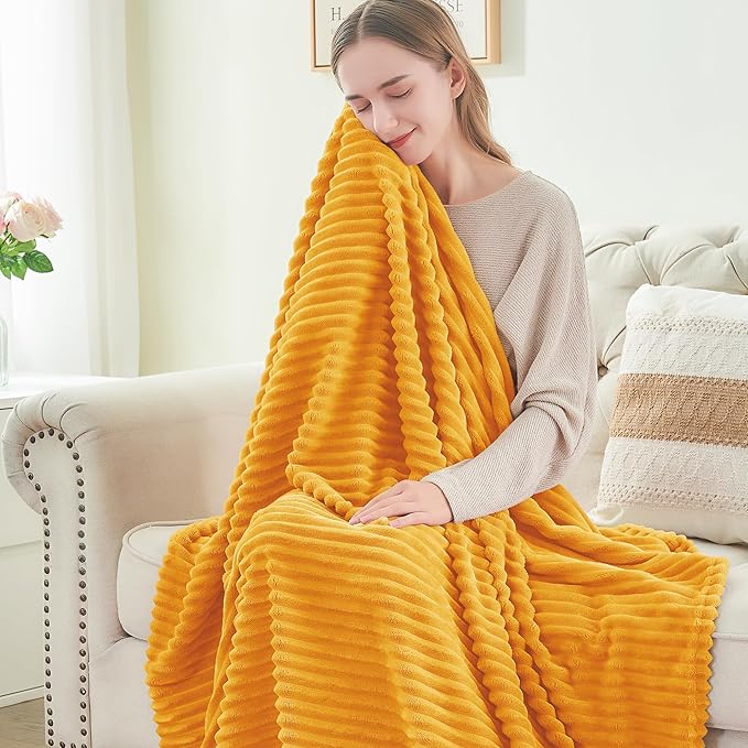 BEDELITE Fleece Blanket Twin Size – 3D Ribbed Jacquard Soft and Warm Decorative - Image 4