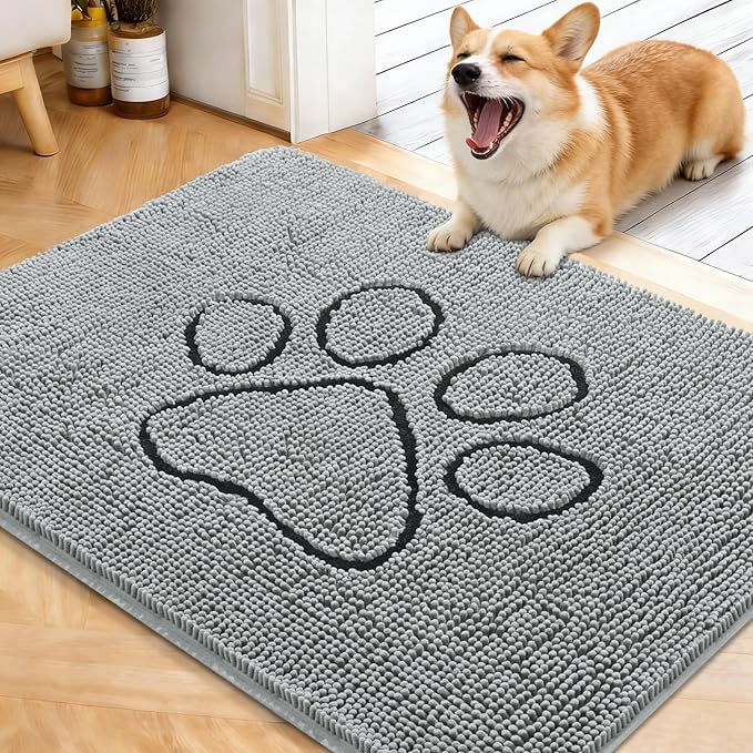 OLANLY Dog Door Mat for Muddy Paws 40x32, Paw Print Design, Absorbs Moisture by OLANLY