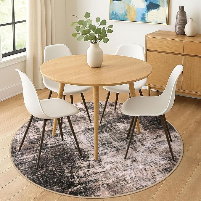 IOHOUZE Abstract Round Area Rug 6 Ft Washable Circle Rugs Large Round Rug Non - Image 2