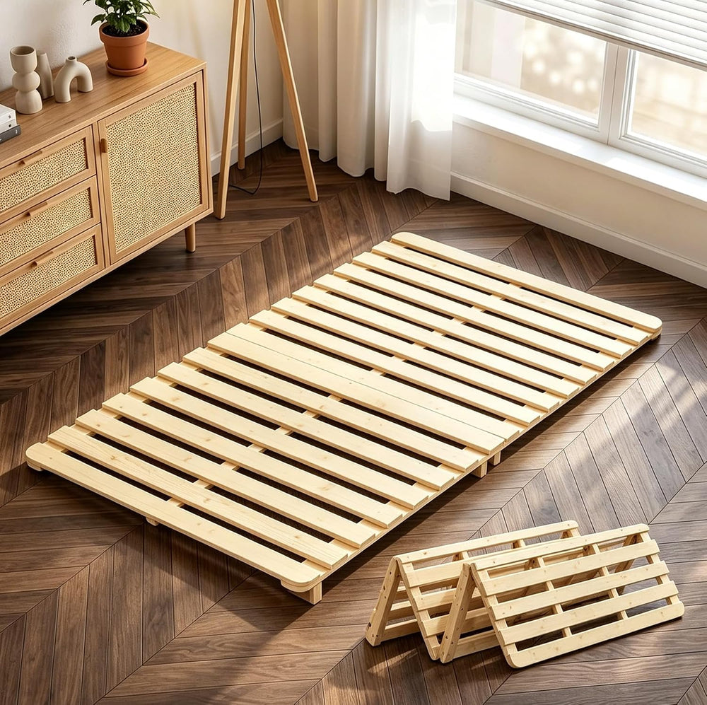 Floor Bed Frame, Foldable Japanese Tatami Bed Frame for Futon Mattress