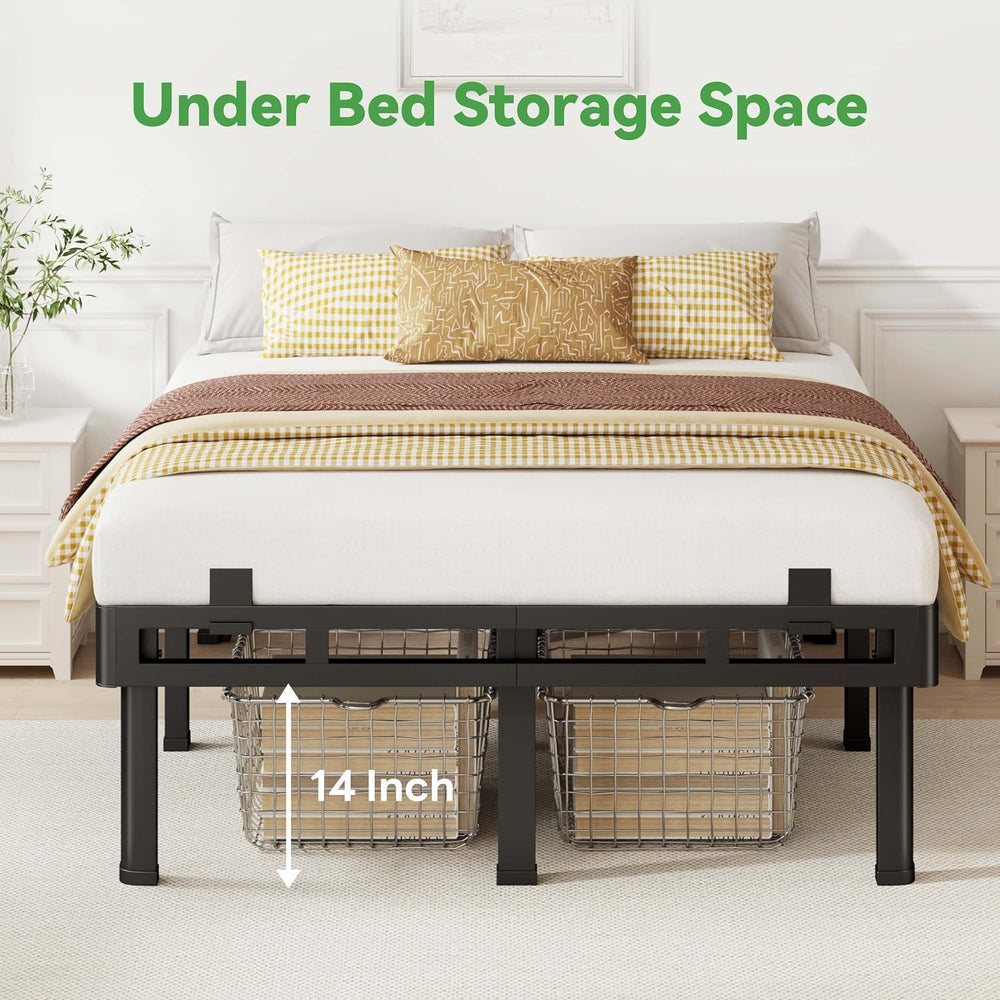 Superay Queen Bed Frame, 18 inch Metal Bed Frame & Box Spring 2 in 1 Design