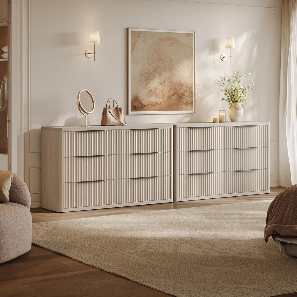 SICOTAS Bedroom Dresser with 12 Deep Wide Large Fluted Drawers for Closet