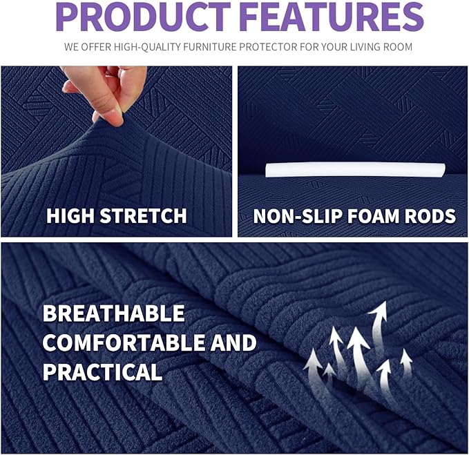 ZNSAYOTX Super Stretch Loveseat Covers, New Striped Love Seat Slipcover - Image 3