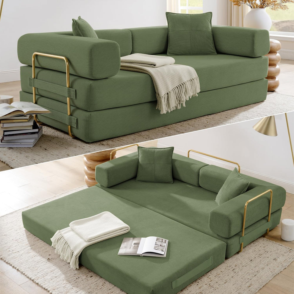 HANXIN 78'' Futon Sleeper Sofa Bed, Boneless Couch for Living Room, G...