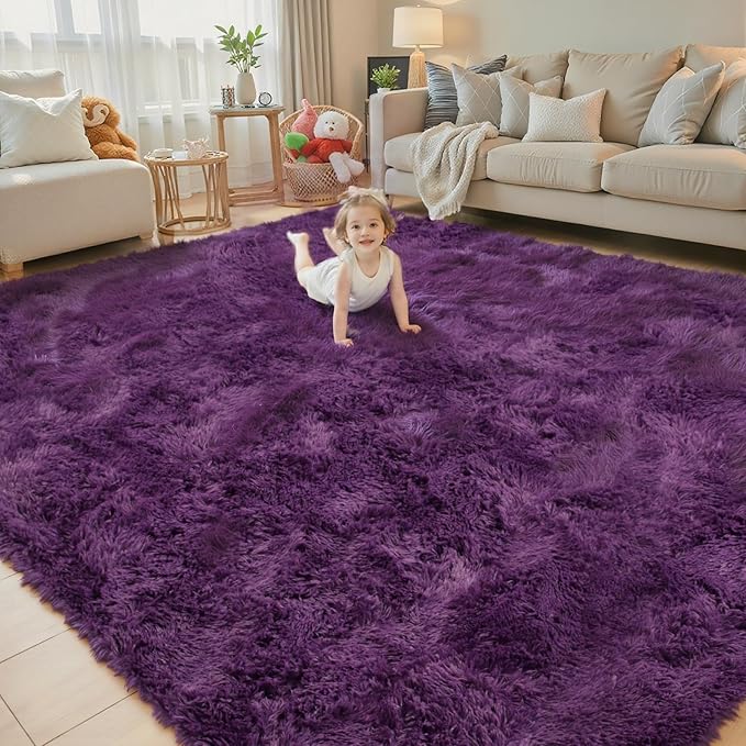 Area Rugs 9x12 Living Room, Shaggy Carpet Soft Plush Furry Bedside Rug Large - Image 3