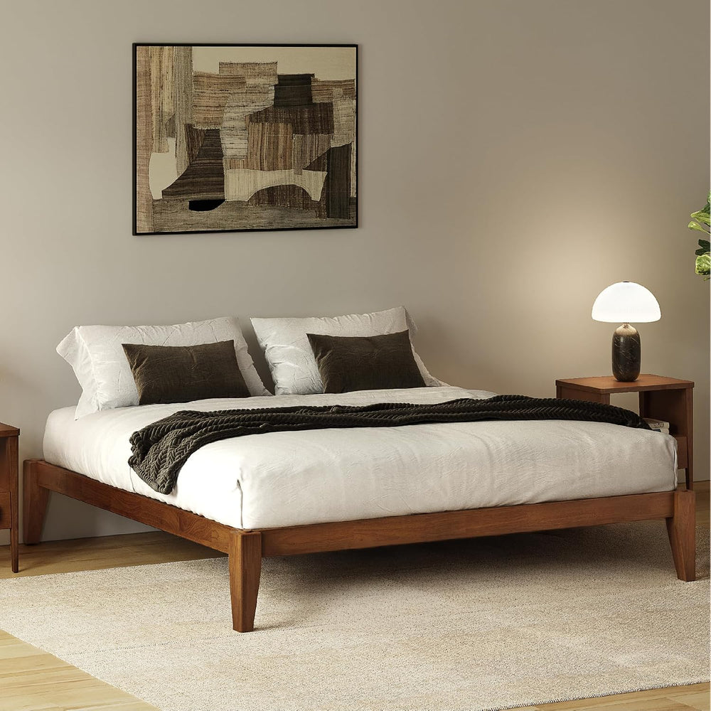Thor Japanese Joinery Bed Frame Full, Solid Wood (Walnut)