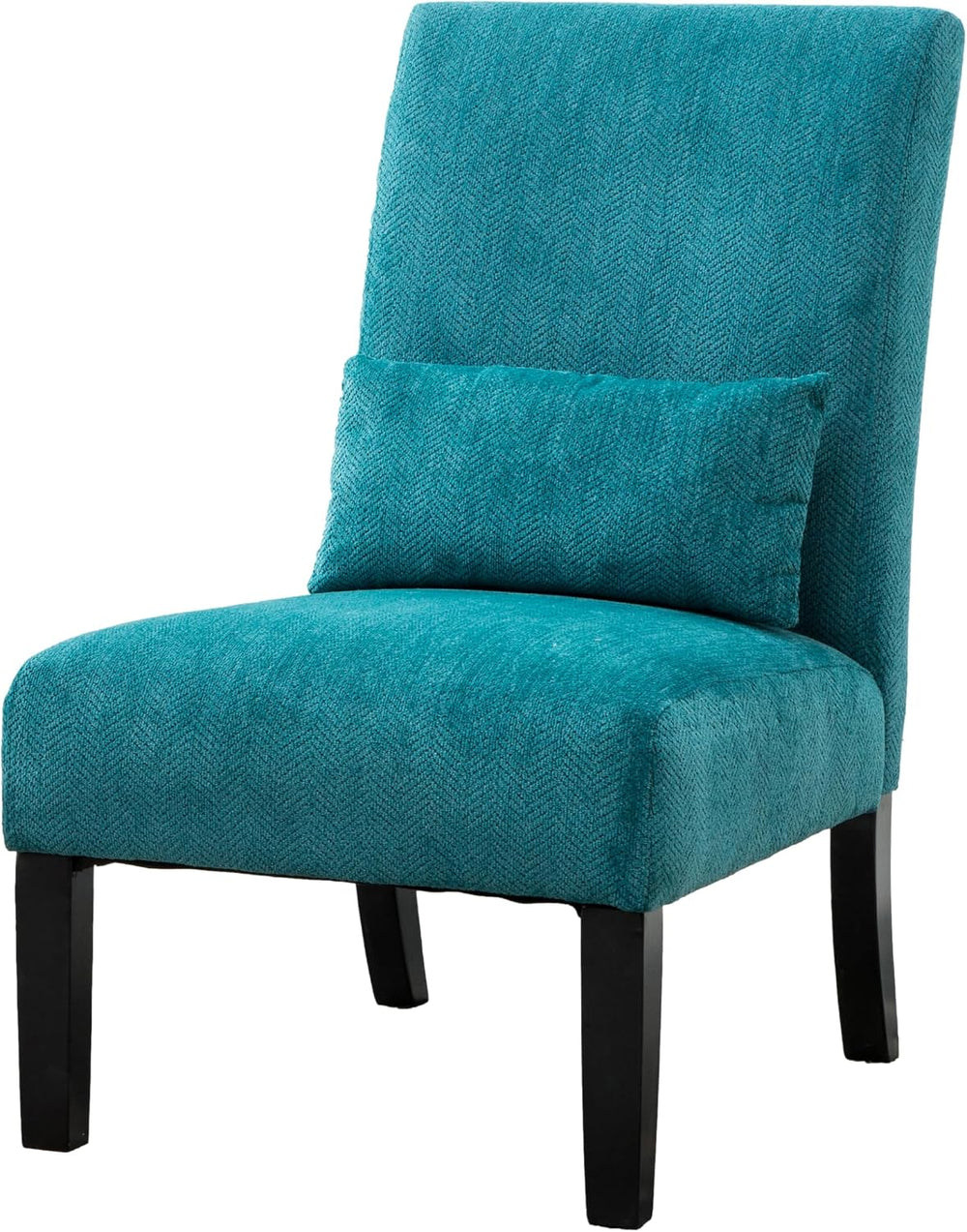 Roundhill Furniture Pisano Teal Blue Fabric Armless Contemporary Accent Chair...