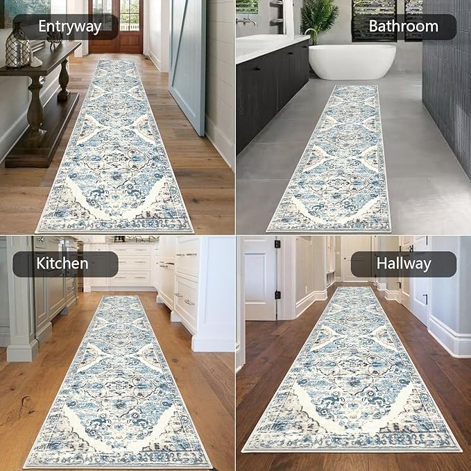 HEBE Hallway Runner Rug 2'8''x12' Washable Vintage Distressed Area Rugs Non - Image 5
