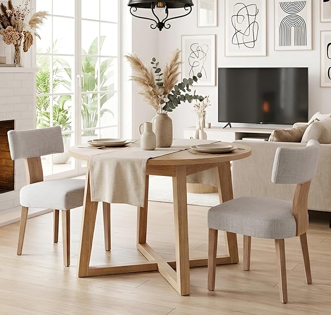 Mid Century Modern Dining Chairs Set of 4, Upholstered Wooden Dining Room Cha...