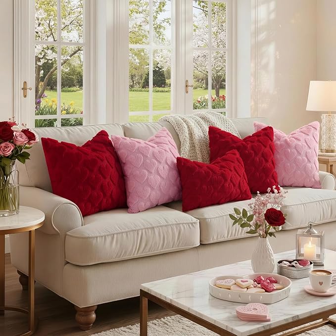 decorUhome Valentine’s Day Soft Plush Throw Pillow Covers 16x16 Inch Set of 2 - Image 7
