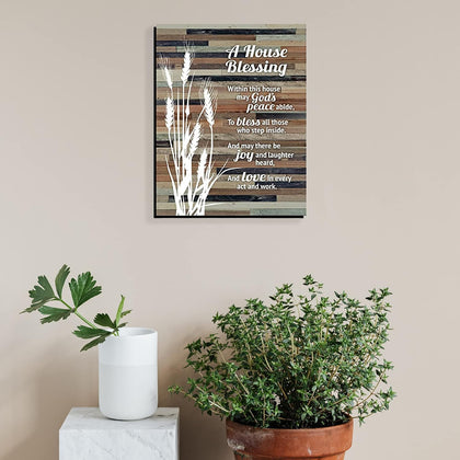 House Blessing Rustic Wood Plaque - Keyhole for Hanging Made in the USA - 11.75" x 15"| Plaques Wall Art Decoration for Your Home or Office | A House Blessing within this house may Gods Peace abide
