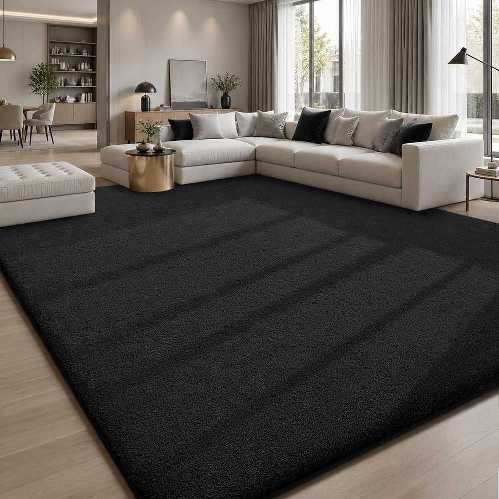 Sour Lemon Area Rugs 9x12 for Living Room Bedroom, Large Carpet Black Rug
