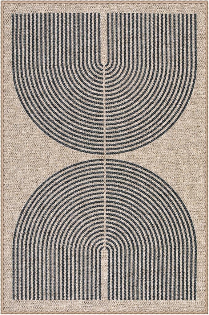 Lahome Enfys Rainbow Easy Jute Rug, Farmhouse Neutral Lightweight Non Shedding - Image 7