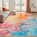 Rugflix 6x9 Area Rugs for Living Room, Washable Large Multicolor Rug by RugflixAreaRugs