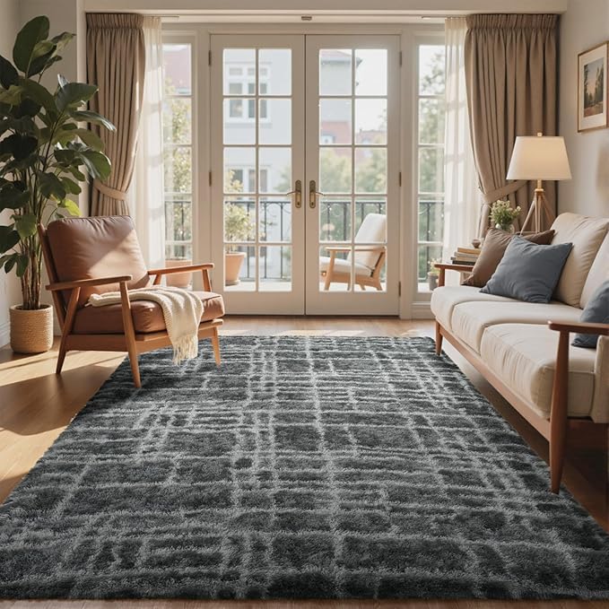 5x7 Ft Large Shag Rugs for Bedroom Living Room, Tie Dyed Ultra Soft Fluffy - Image 2