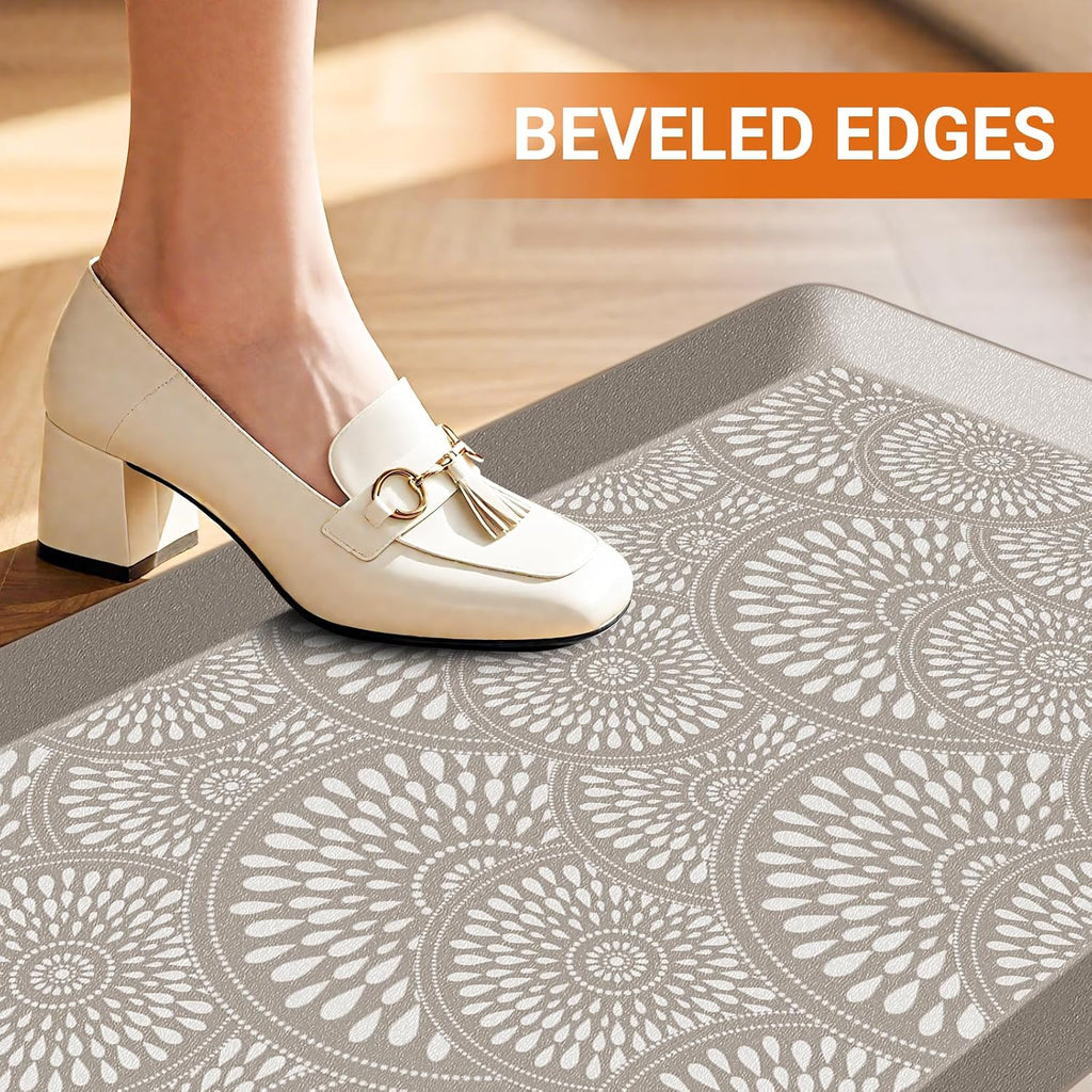 Mattitude 4/5 Inch Kitchen Mat, 17.3x28in Heavy Duty Ergonomic Comfort Foam Standing Desk Mat, Waterproof Non-Slip Standing Mats and Rugs for Kitchen, Office, Khaki