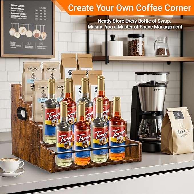 YQBRAO 2 Pack 4-Tier Liquor Bottle Display Shelf, 16-Inch Wooden Bar Shelves - Image 5