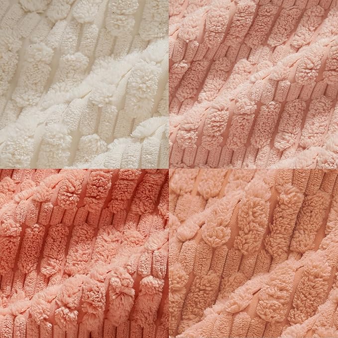 Fancy Homi 4 Packs Boho Blush Pink Big Decorative Throw Pillow Covers 24x24 Inch - Image 5