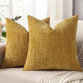decorUhome Summer Mustard Yellow Chenille Euro Sham Throw Pillow Covers 22x22 by decorUhome