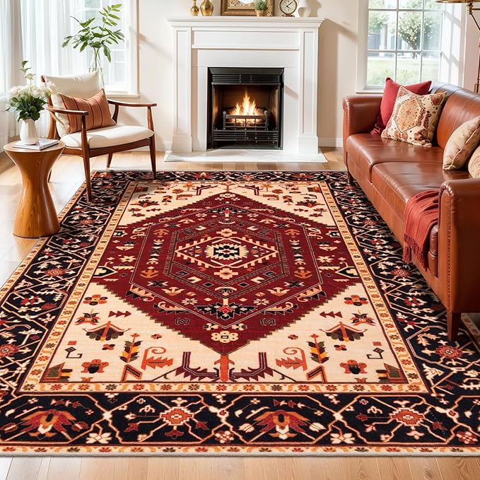 SERISSA 6x9 Area Rugs for Living Room, Large Washable Non-Slip Boho Rug by SERISSAHomeDecorCollection