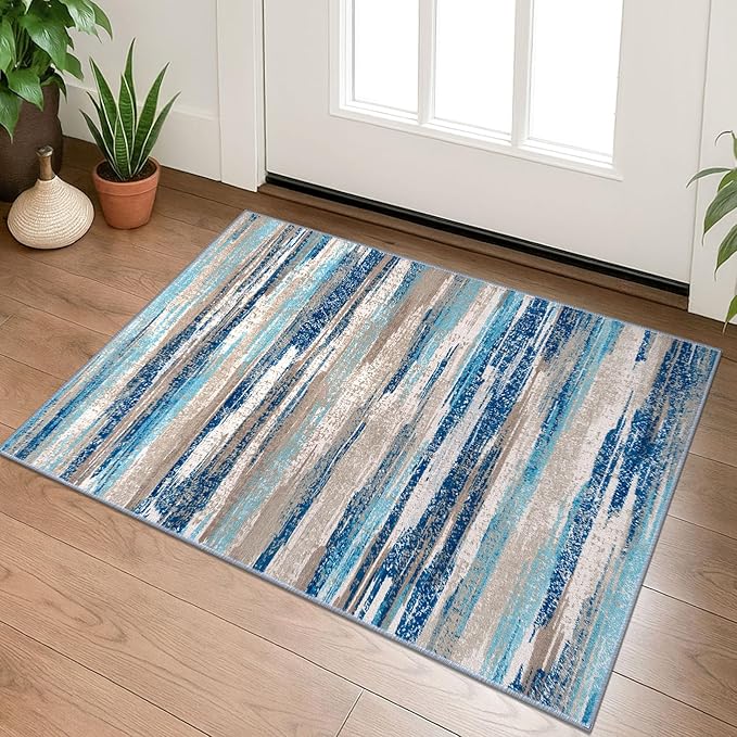 Lansny Small Abstract Area Rug, Entryway Rug Washable Door Mat Indoor Entrance by lansny