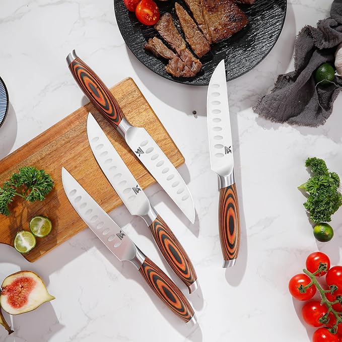 MSY BIGSUNNY Steak Knife Set, German Steel 5-Inch Blade, High-end Ergonomic - Image 5
