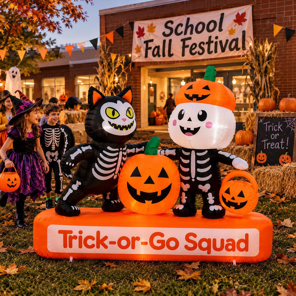 Toiyjofe 7FT Halloween Inflatables Trick-or-Treat Squad Yard Decoration