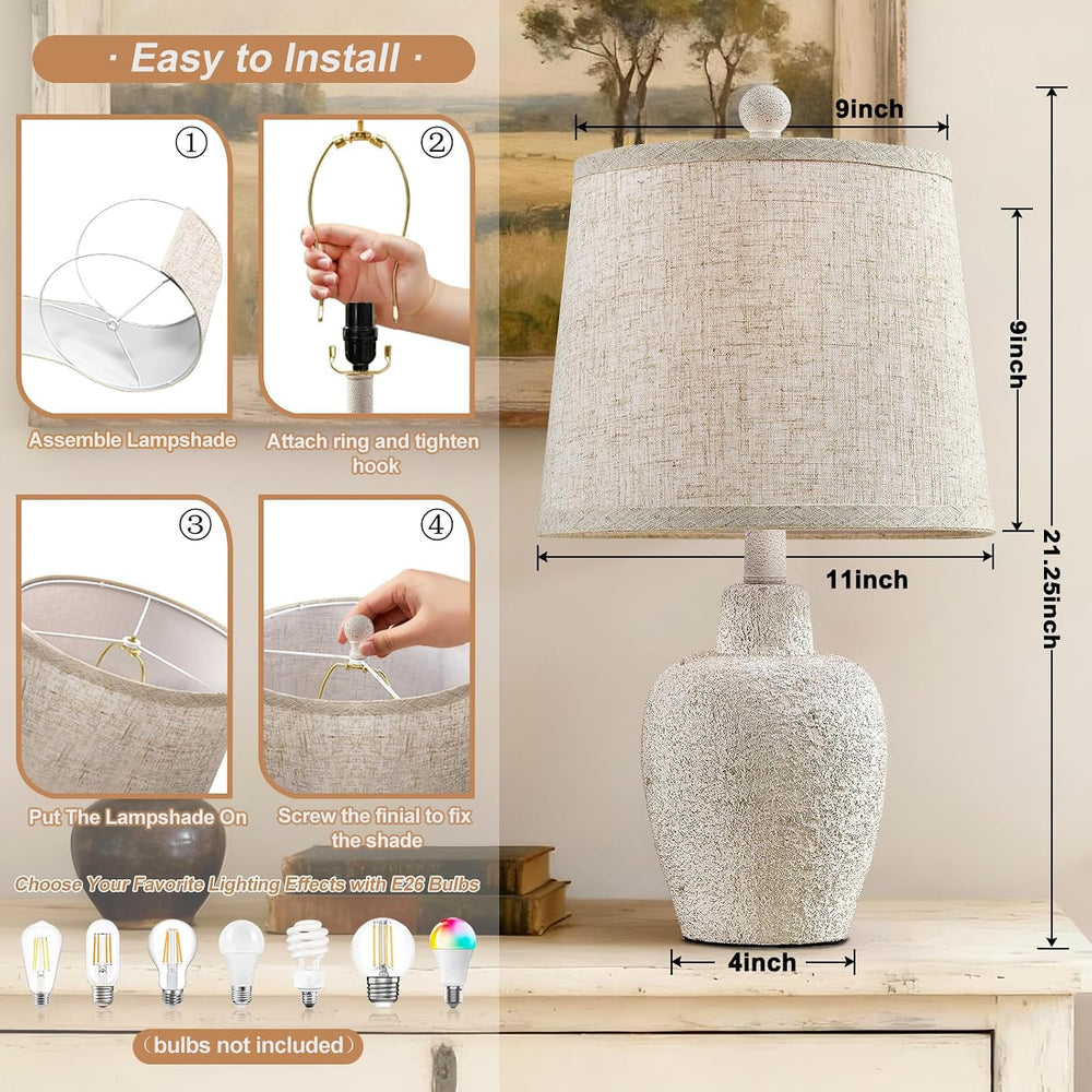 Table Lamps for Bedroom Set of 2 Farmhouse Table Lamps for Living Room 21&quo...