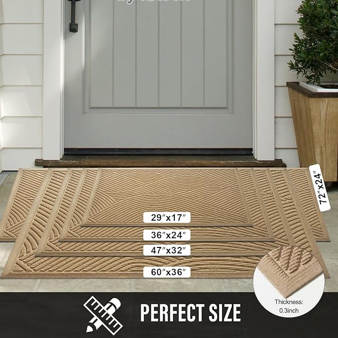 HIYARD Sturdy Front Door Mat, Absorbent Muddy Dirt Resist Welcome Door Mats - Image 6