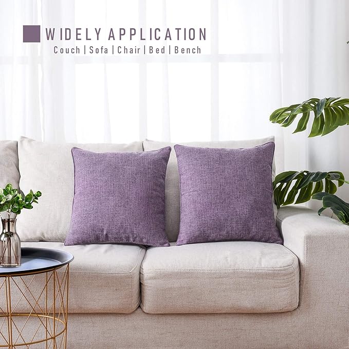 HPUK Linen Throw Pillow Covers Pack of 2, 18x18 Inch Accent Cushion Covers - Image 6