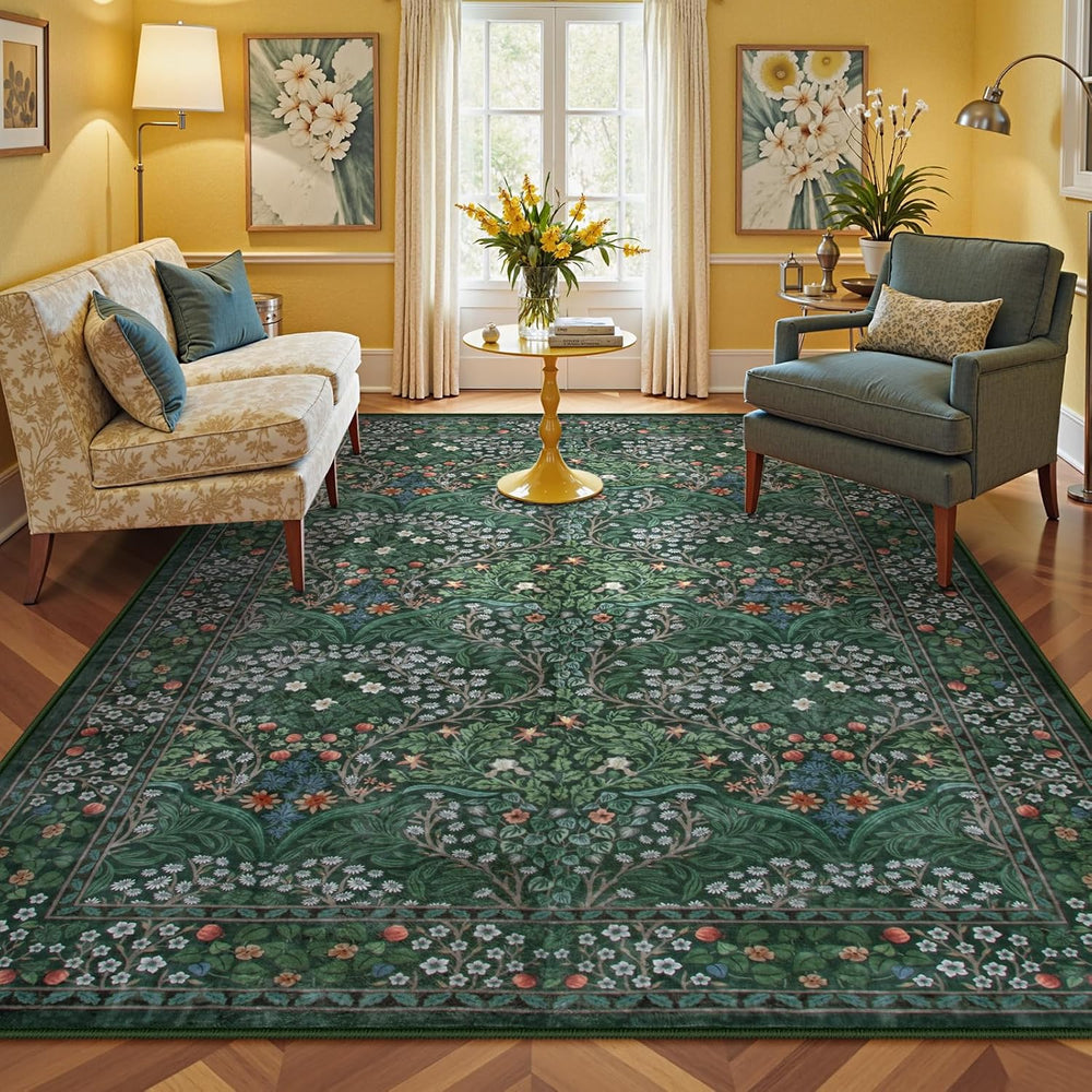Lahome Floral 9x12 Area Rugs for Living Room, Soft Bedroom Washable Rugs
